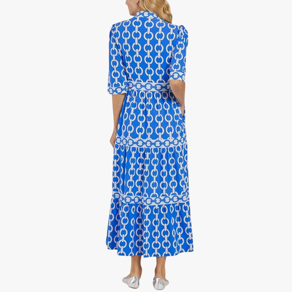Dame Elegant Midi Sommerkjole med Stribet Mønster