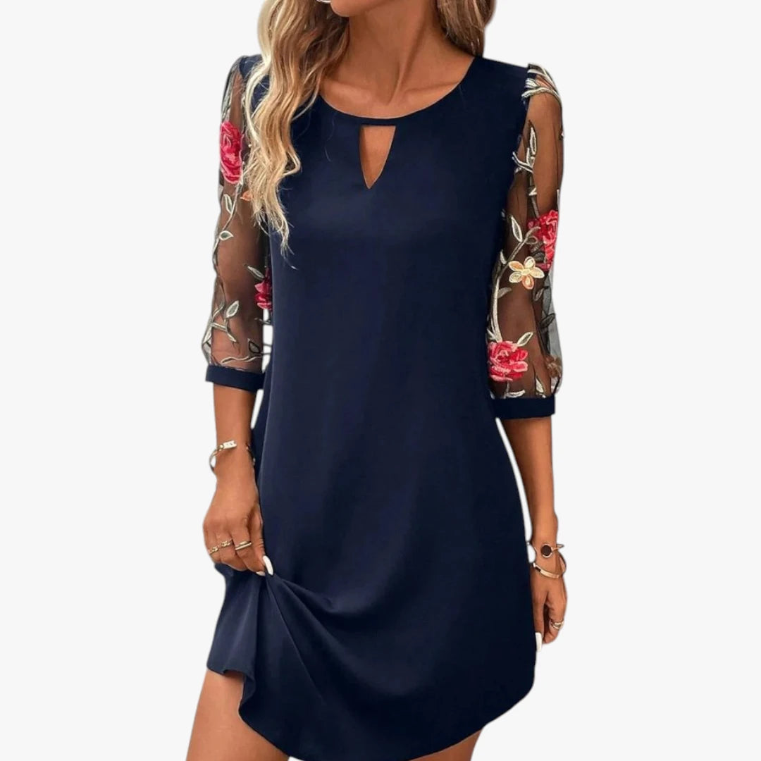 Dame Elegant Mini Sommerkjole med Lange Ærmer