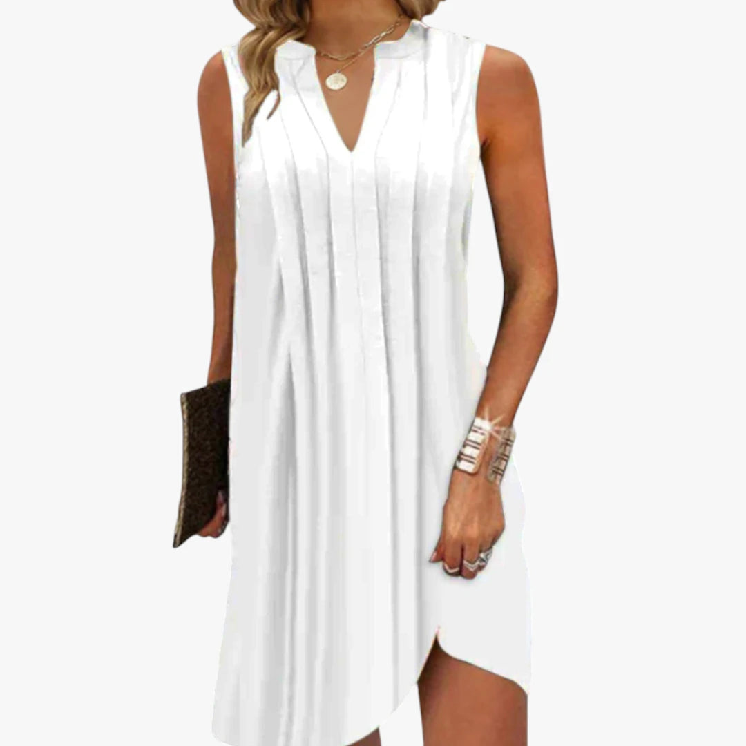 Dame Elegant Mini Sommerkjole med Pleated Detalje