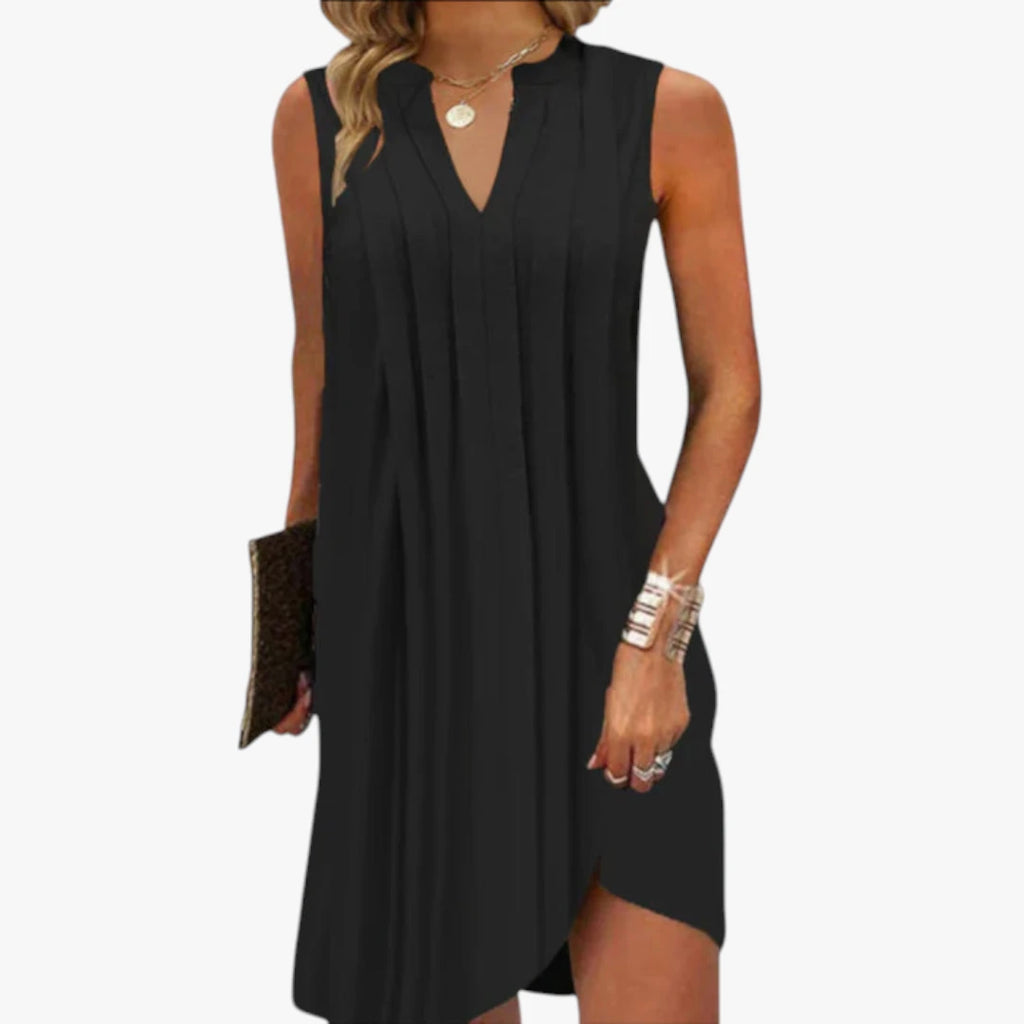 Dame Elegant Mini Sommerkjole med Pleated Detalje
