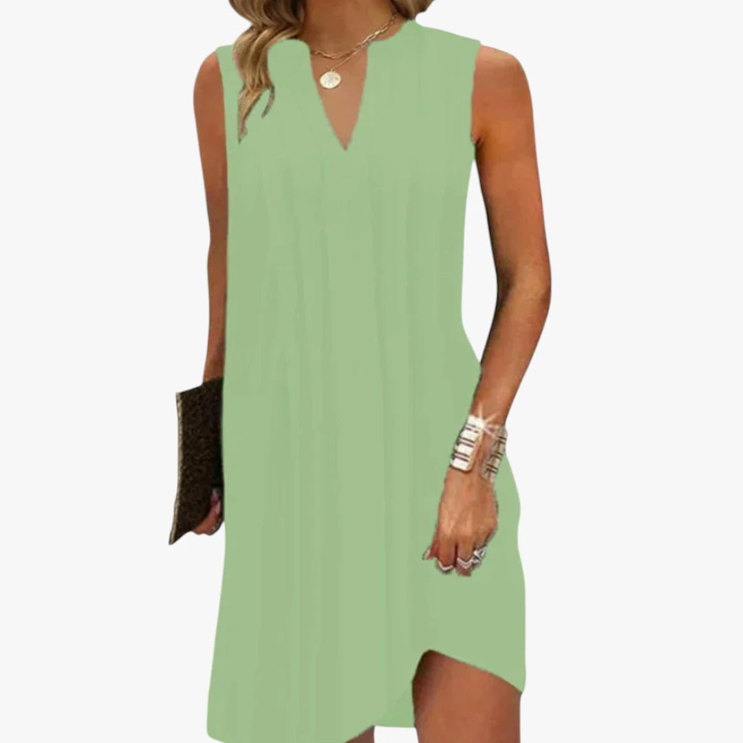 Dame Elegant Mini Sommerkjole med Pleated Detalje
