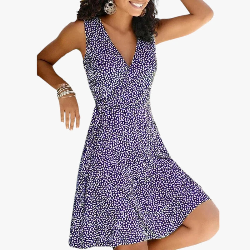 Dame Elegant Mini Sommerkjole med V-Udskæring