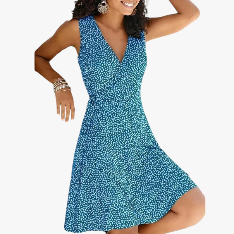Dame Elegant Mini Sommerkjole med V-Udskæring