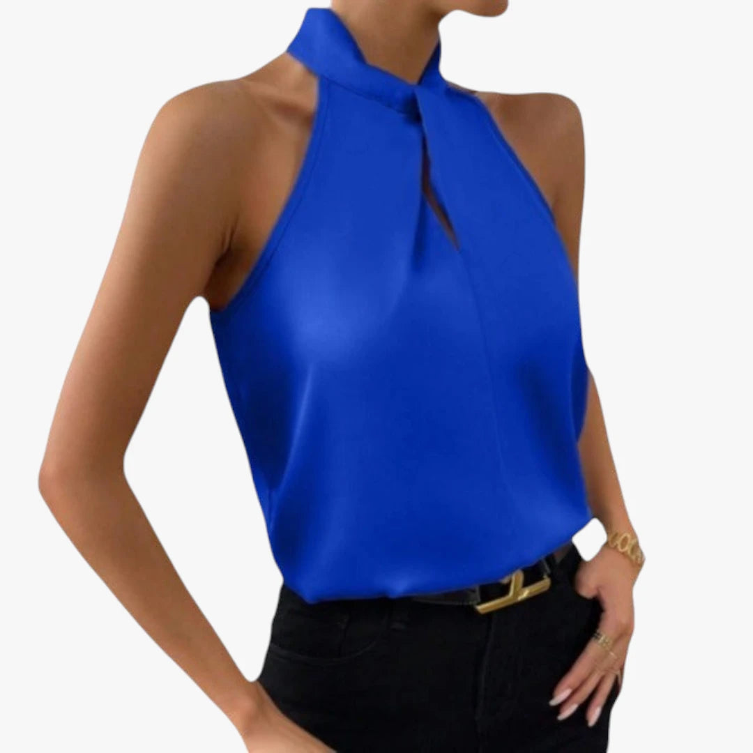Dame Elegant Top med Halterneck og Høj Hals