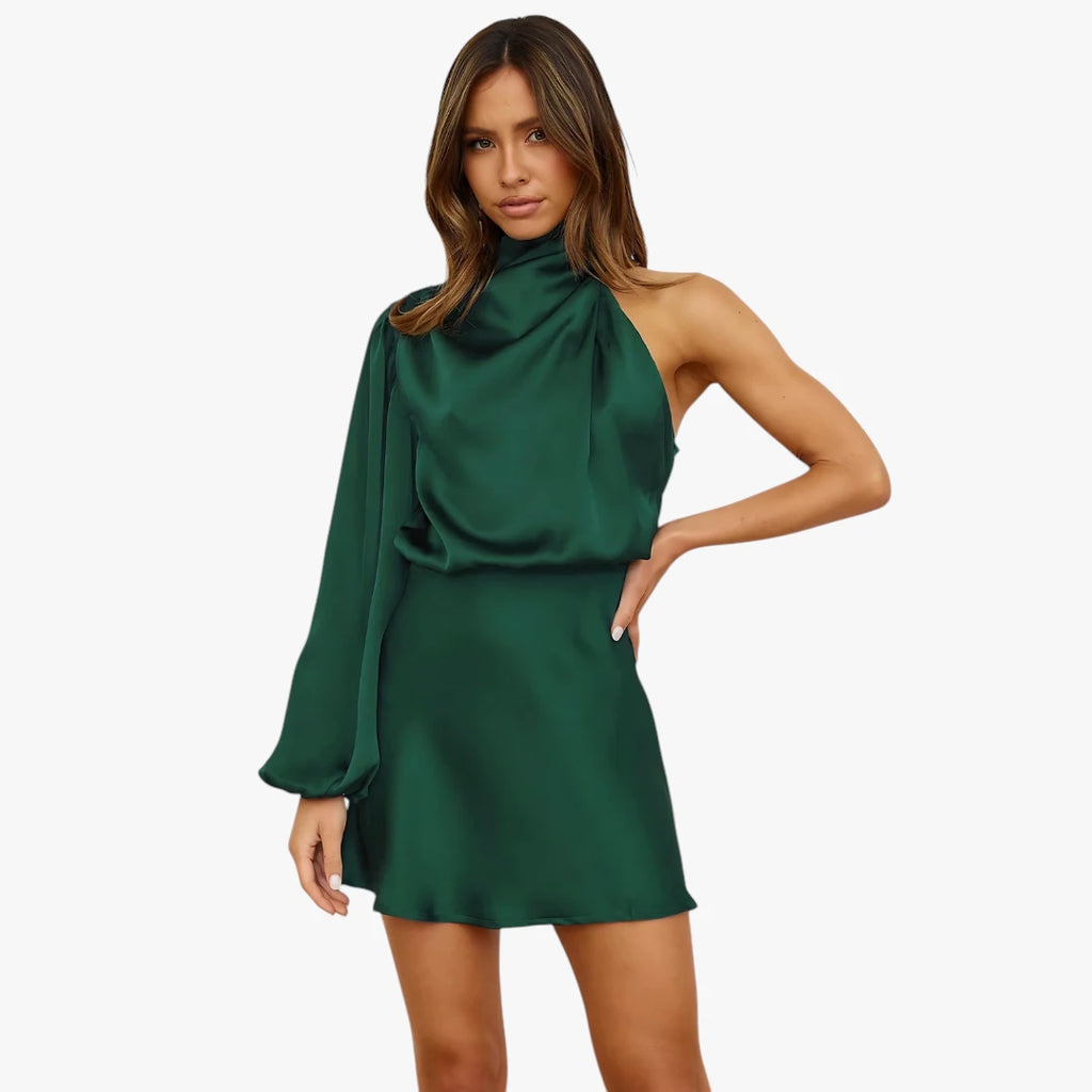 Dame Fest Kort Kjole til Bryllup med One Shoulder