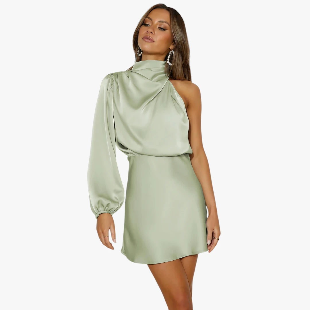 Dame Fest Kort Kjole til Bryllup med One Shoulder