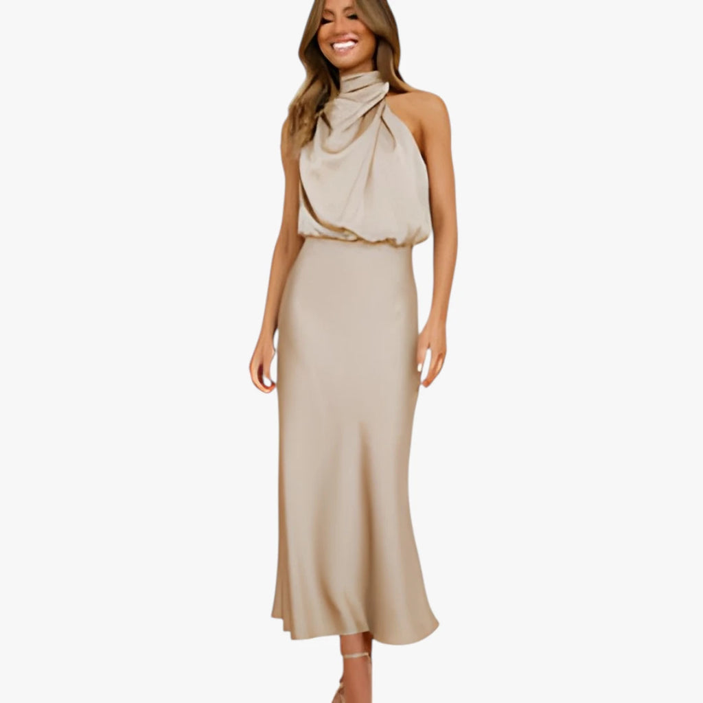 Dame Fest Maxi Kjole til Bryllup med Halterneck