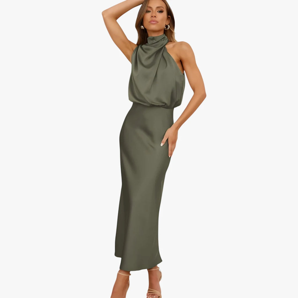 Dame Fest Maxi Kjole til Bryllup med Halterneck