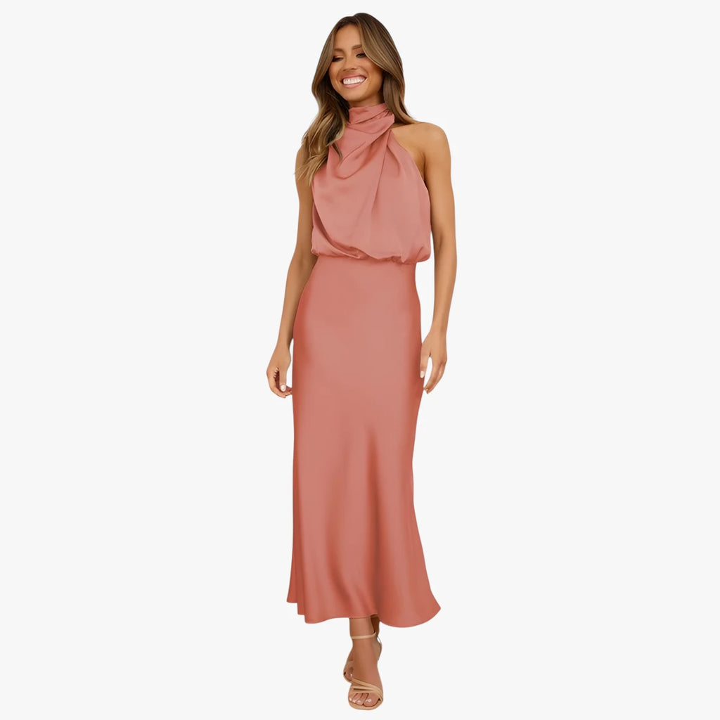 Dame Fest Maxi Kjole til Bryllup med Halterneck