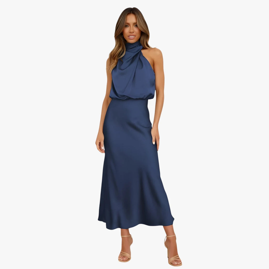 Dame Fest Maxi Kjole til Bryllup med Halterneck