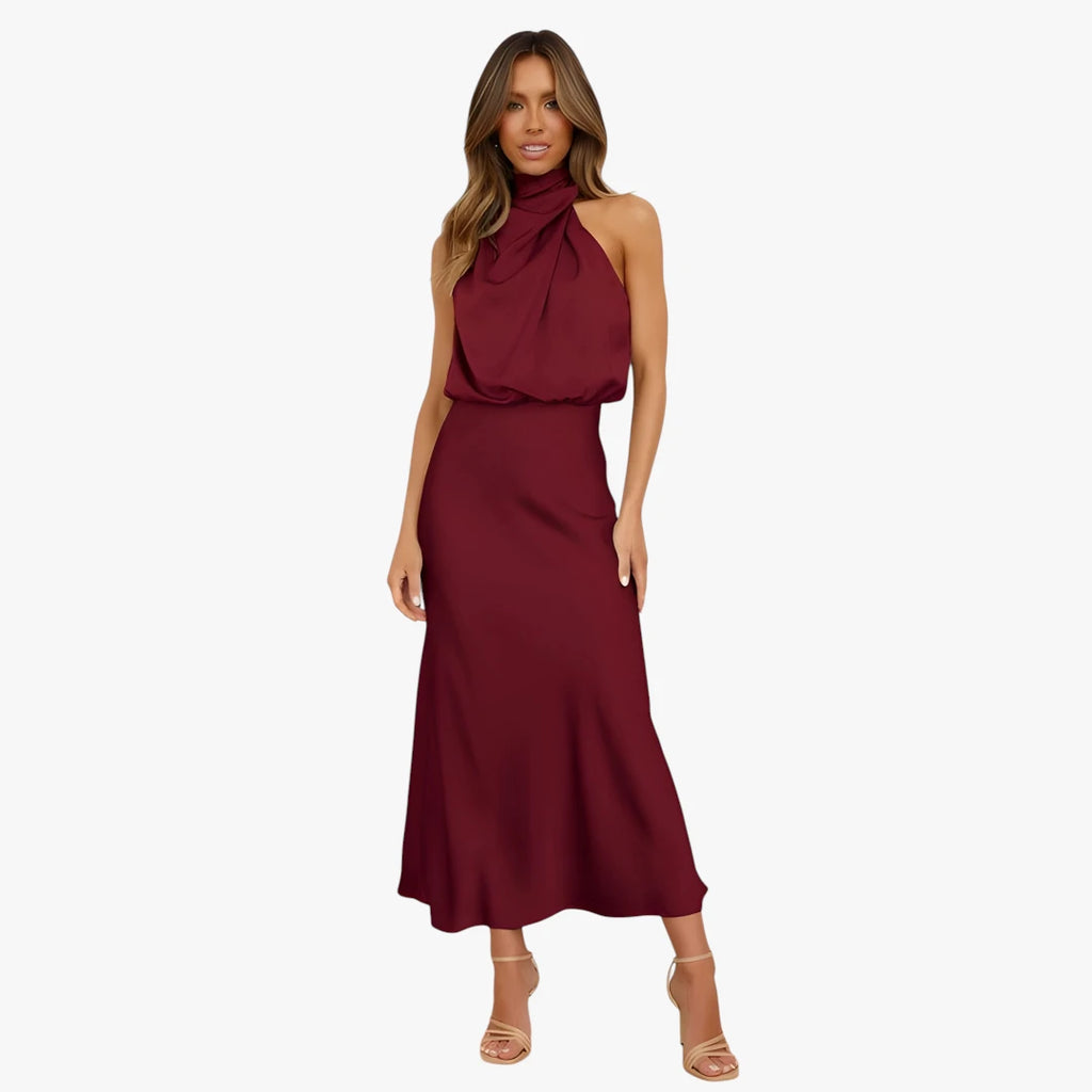 Dame Fest Maxi Kjole til Bryllup med Halterneck