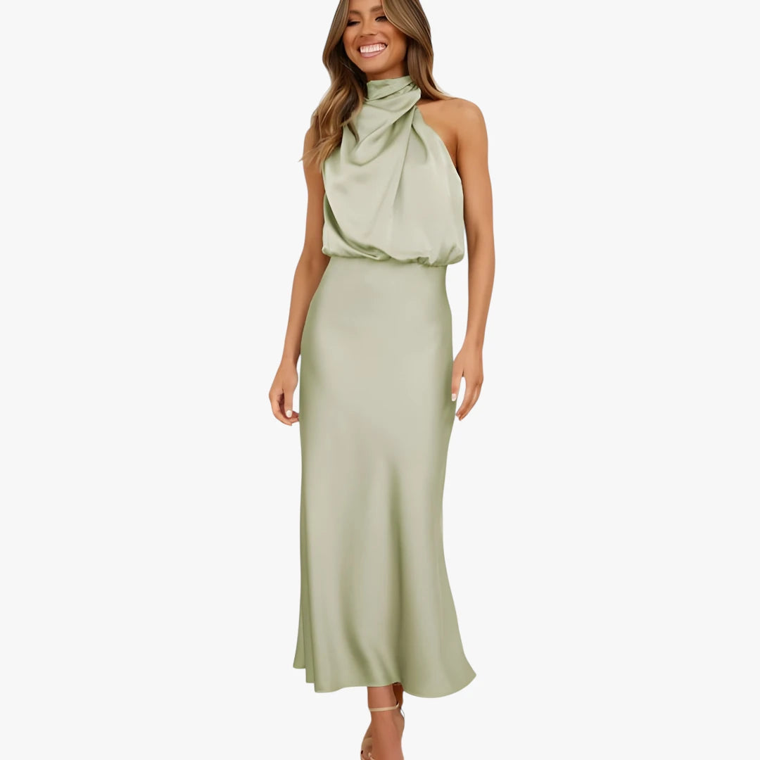 Dame Fest Maxi Kjole til Bryllup med Halterneck