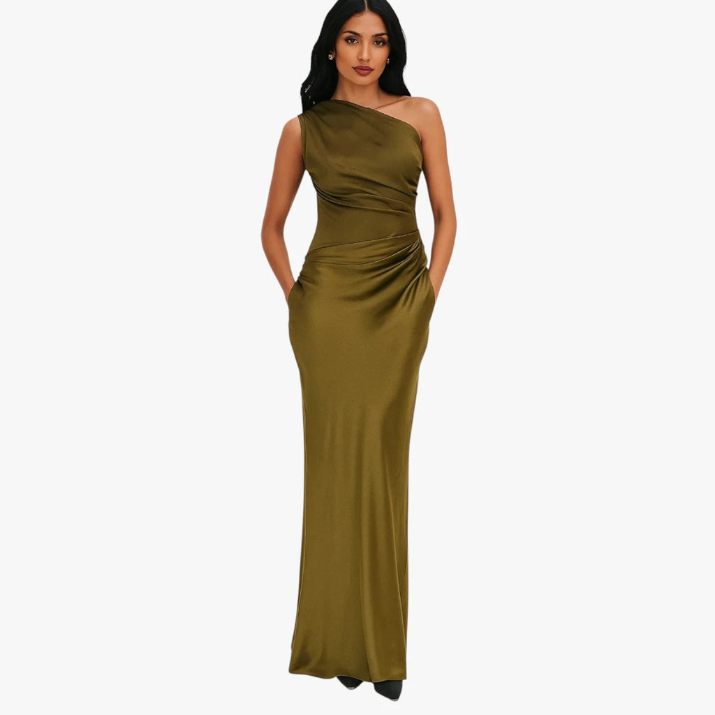 Dame Bodycon Maxi Kjole til Bryllup med One Shoulder