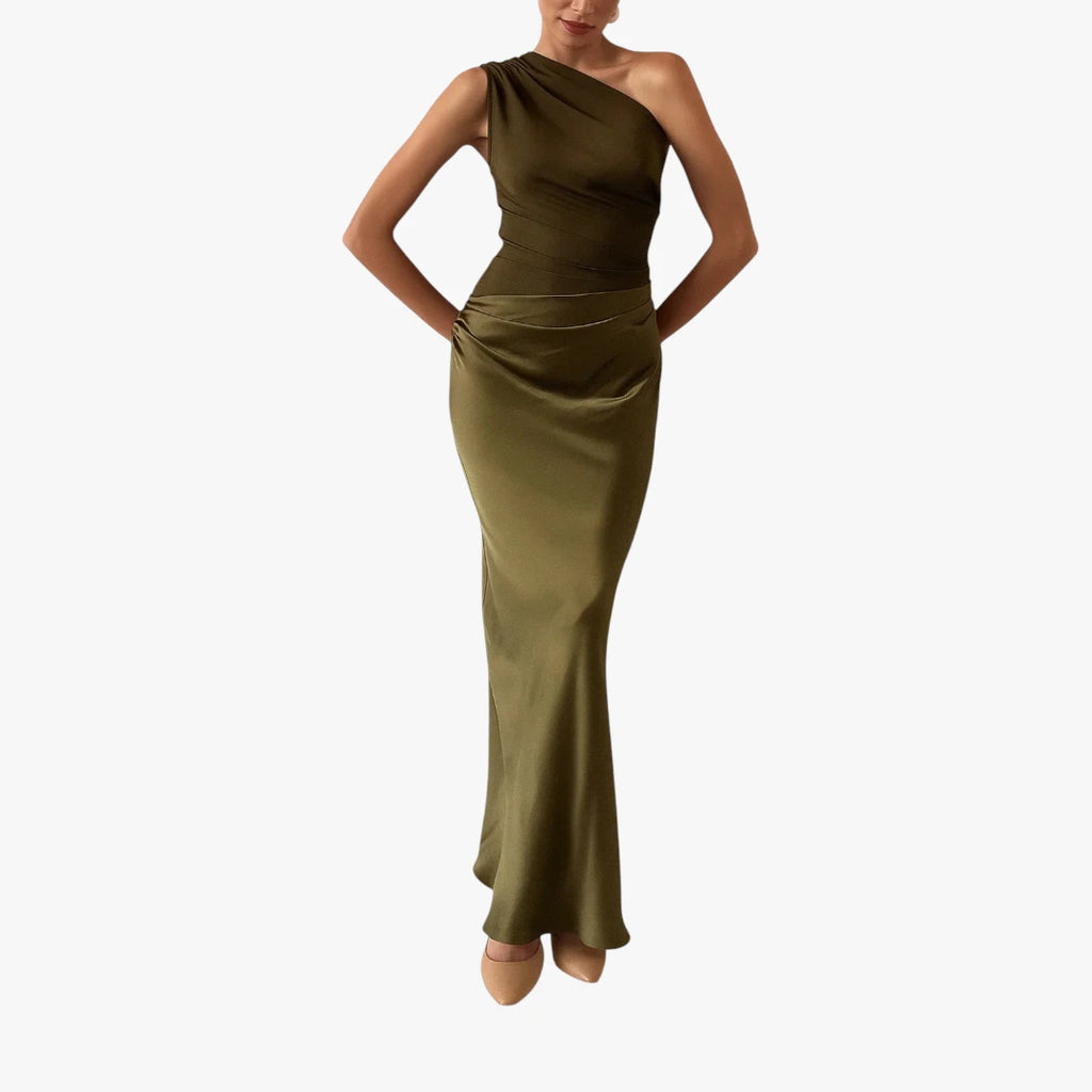Dame Bodycon Maxi Kjole til Bryllup med One Shoulder