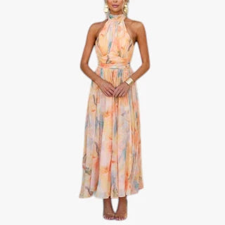 Dame Fest Midi Sommerkjole med Halterneck