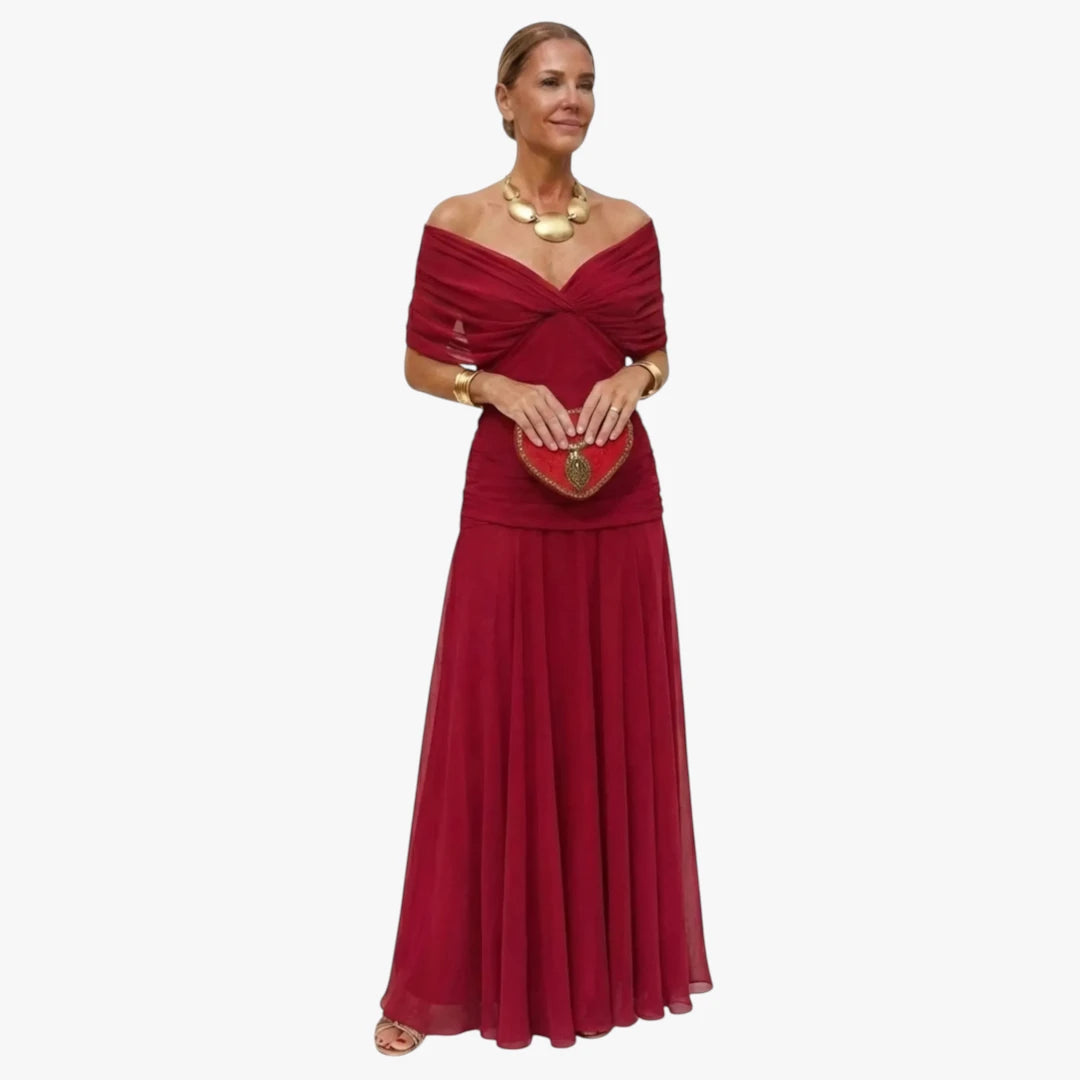 Dame Festlig Maxi Kjole til Bryllup med Off Shoulder