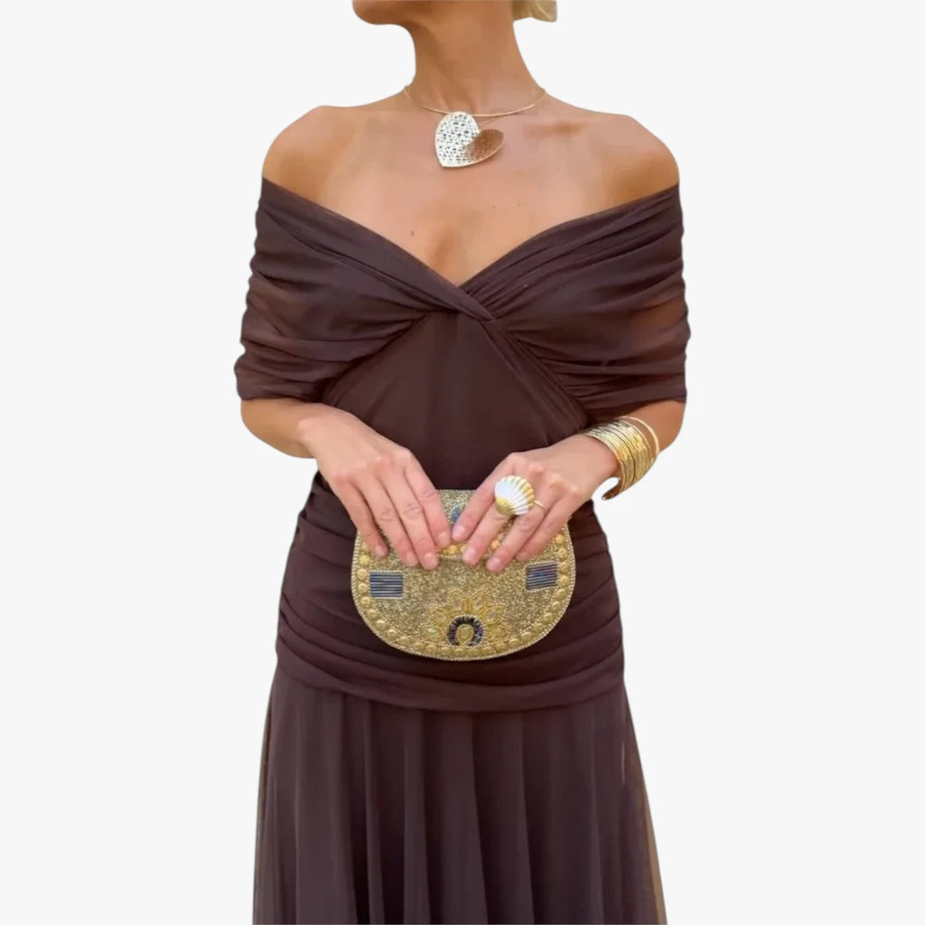 Dame Festlig Maxi Kjole til Bryllup med Off Shoulder