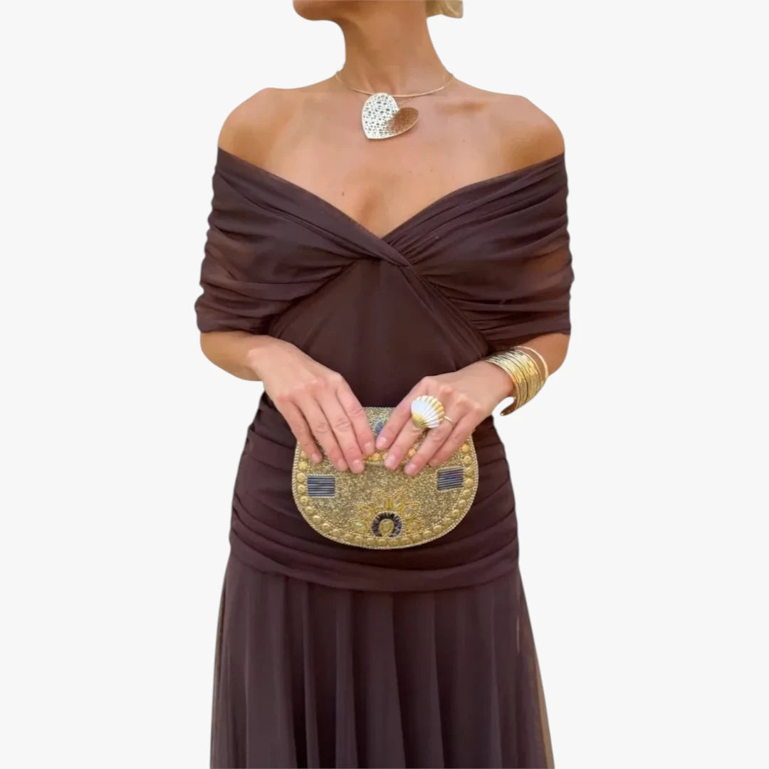 Dame Festlig Maxi Kjole til Bryllup med Off Shoulder