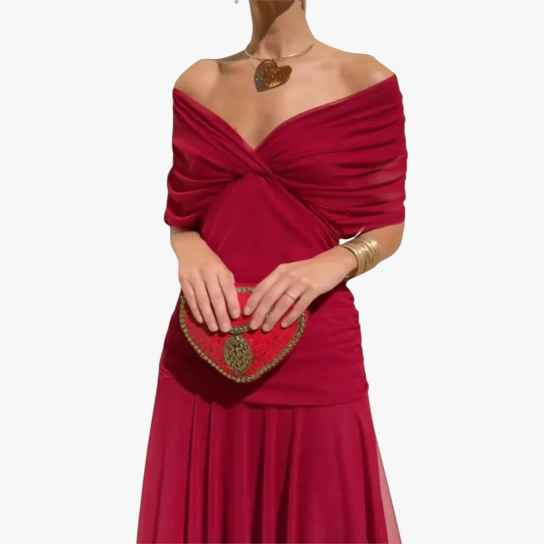 Dame Festlig Maxi Kjole til Bryllup med Off Shoulder
