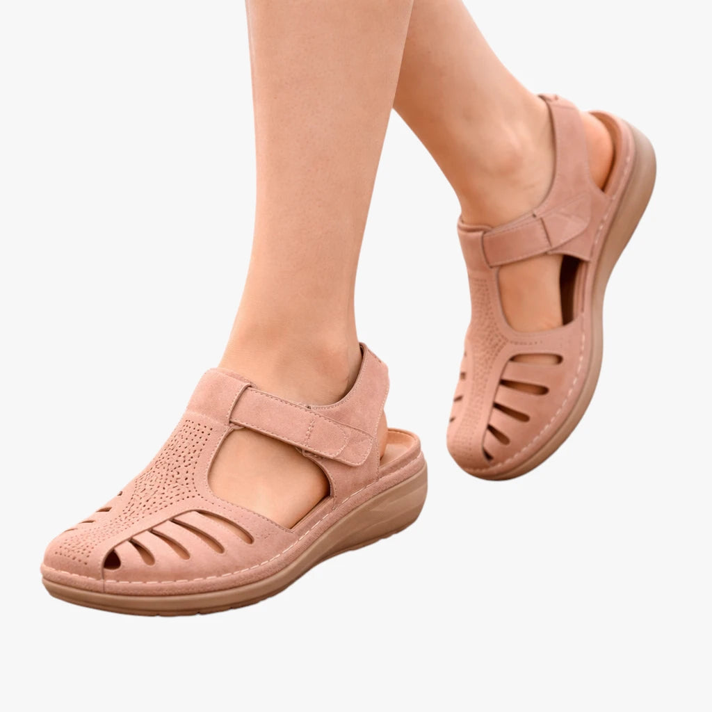 Dame Flade Lukkede Sandaler med Svangstøtte og Rem