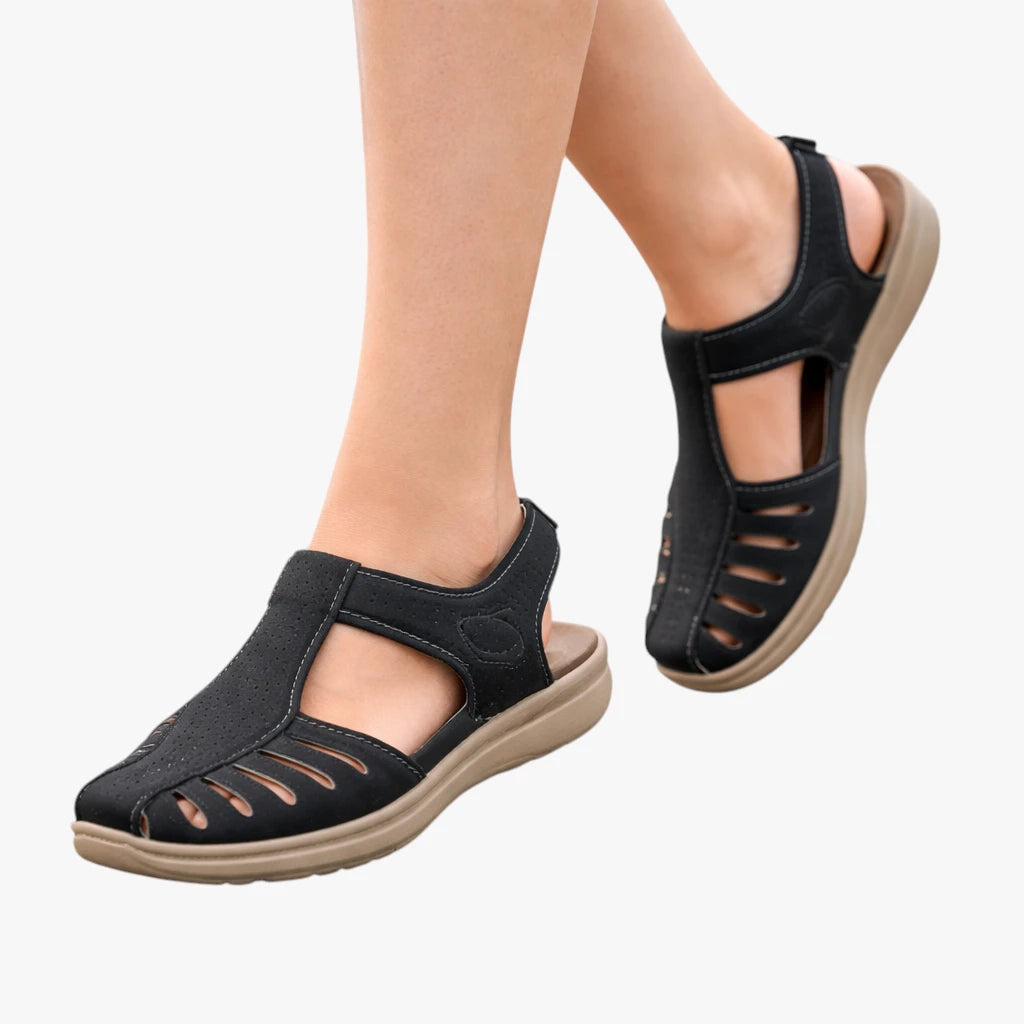 Dame Flade Lukkede Sandaler med Svangstøtte og Rem