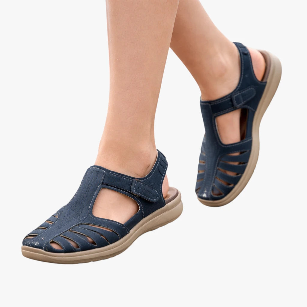 Dame Flade Lukkede Sandaler med Svangstøtte og Rem