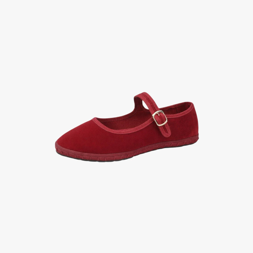 Dame Flade Mary Jane Sko med Velcro