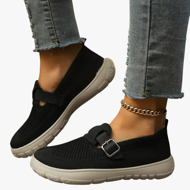 Dame Flade Slip-on Sko med Svangstøtte og Velcro
