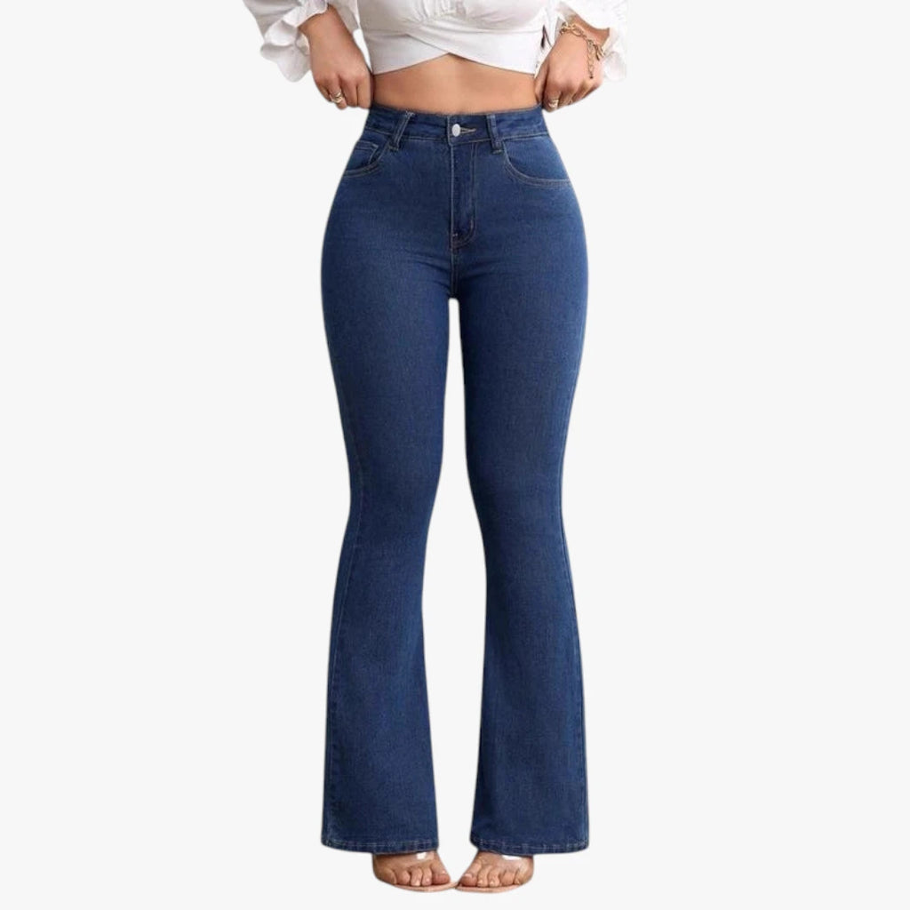 Dame Flared Jeans med Stretch og Lommer