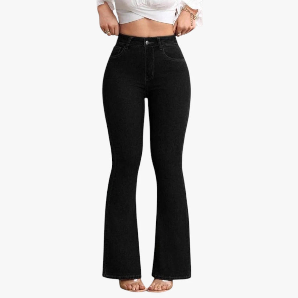 Dame Flared Jeans med Stretch og Lommer