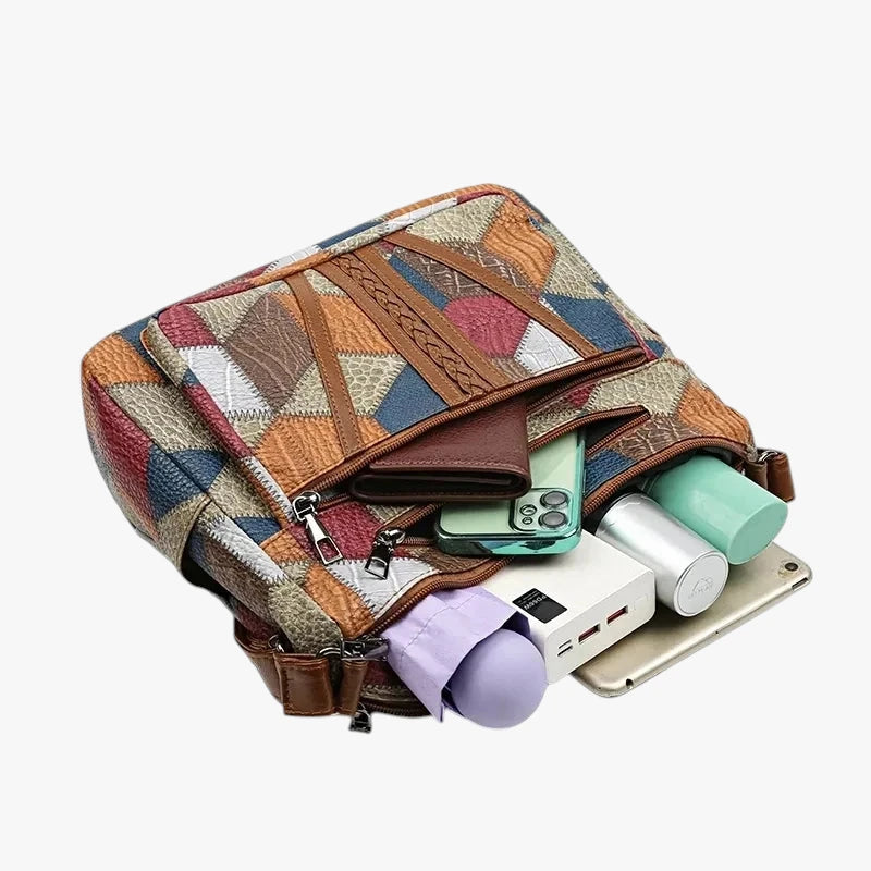 Dame Flettet Crossbody Taske med Mange Rum og Lynlås