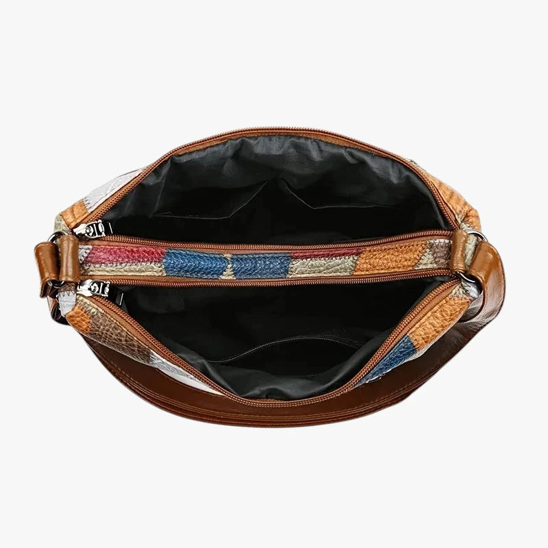 Dame Flettet Crossbody Taske med Mange Rum og Lynlås