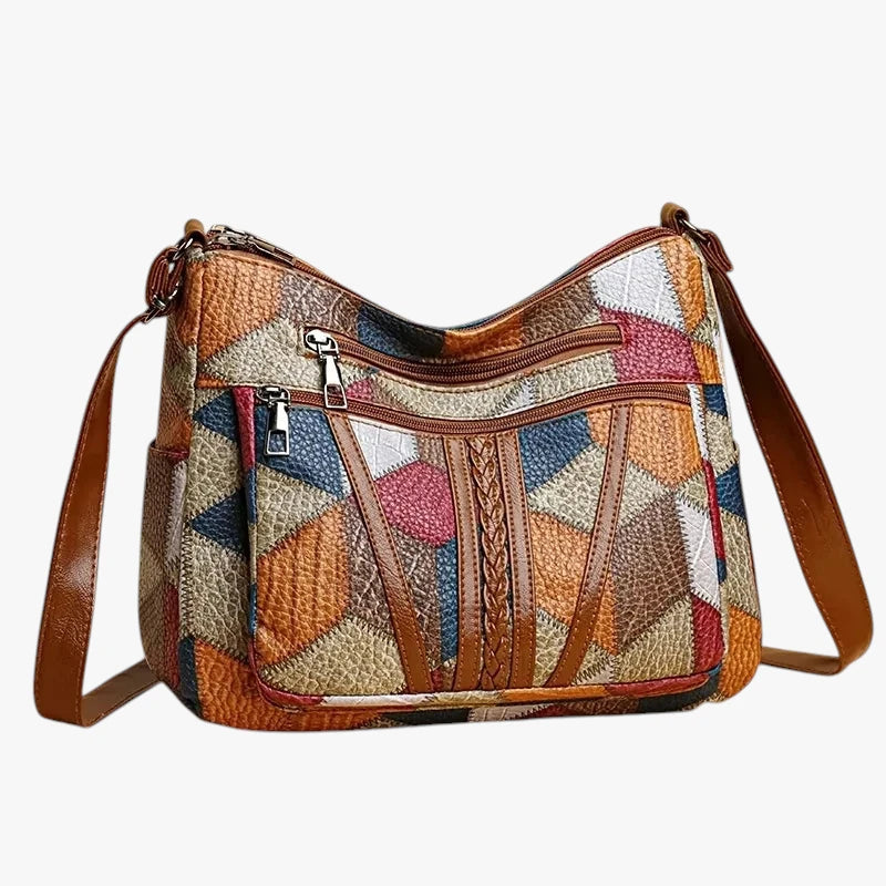 Dame Flettet Crossbody Taske med Mange Rum og Lynlås