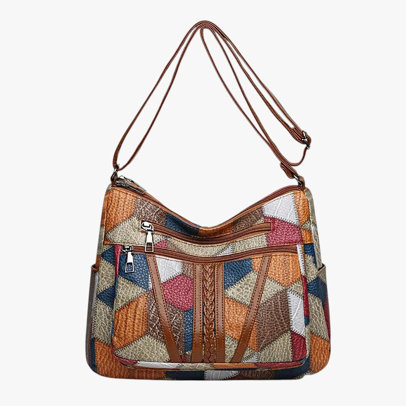 Dame Flettet Crossbody Taske med Mange Rum og Lynlås