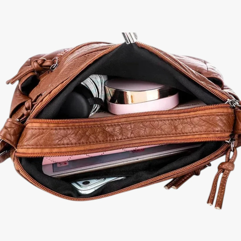 Dame Flettet Crossbody Taske med Mange Rum og Rem