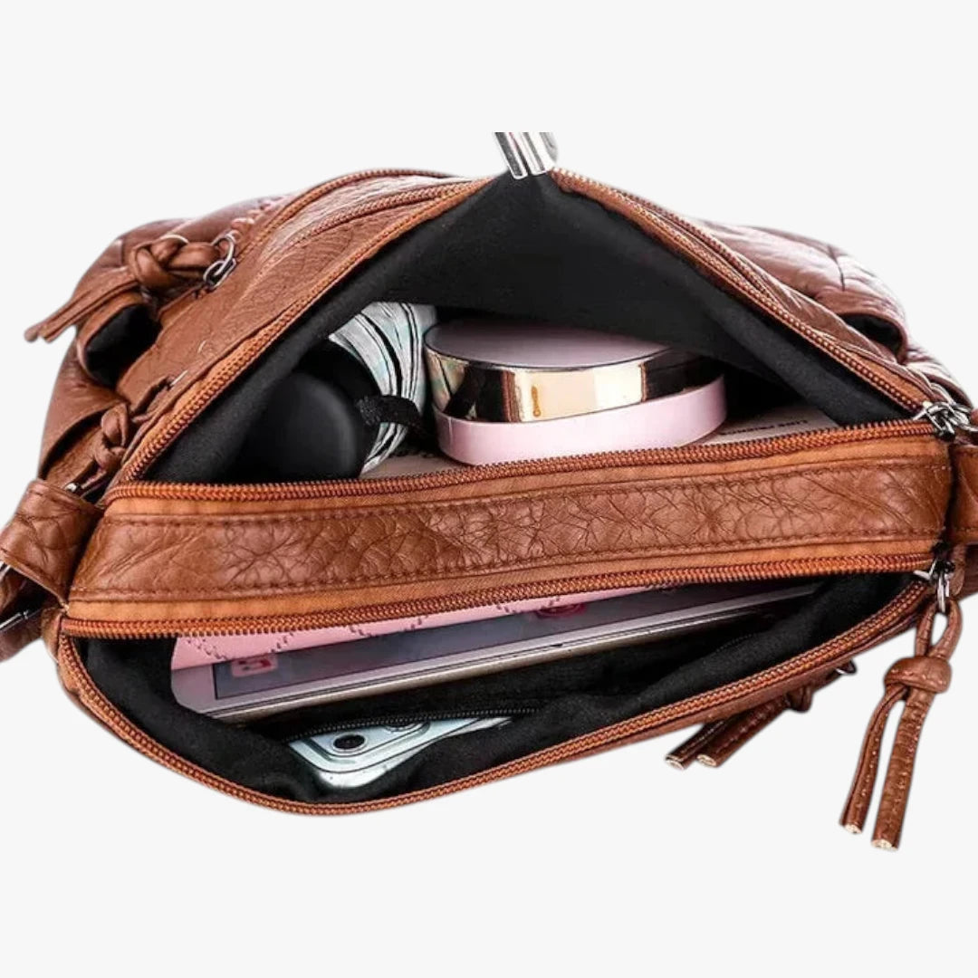 Dame Flettet Crossbody Taske med Mange Rum og Rem