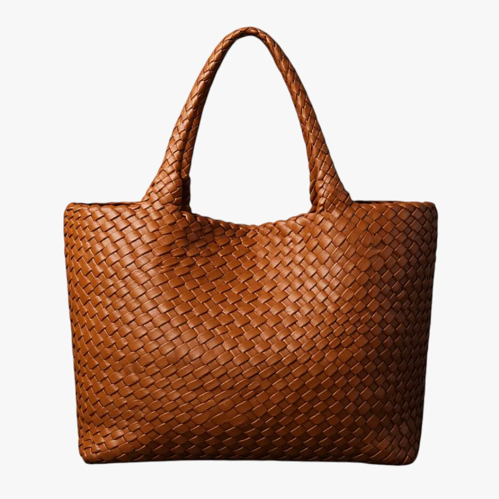 Dame Flettet Shopper Taske med Skulderrem og Rummelighed