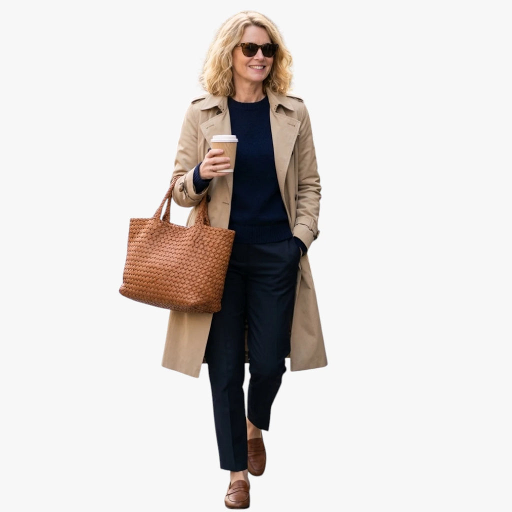 Dame Flettet Shopper Taske med Skulderrem og Rummelighed