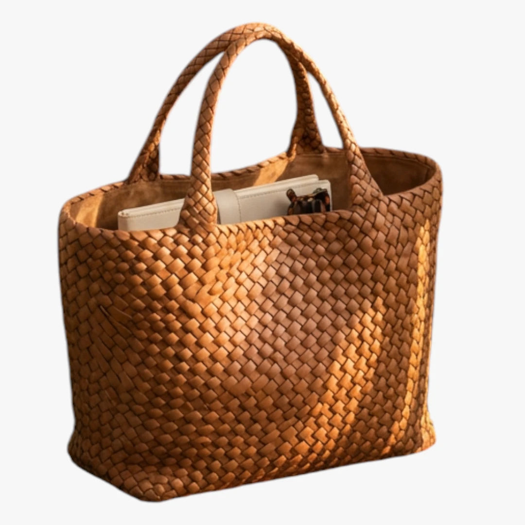 Dame Flettet Shopper Taske med Skulderrem og Rummelighed