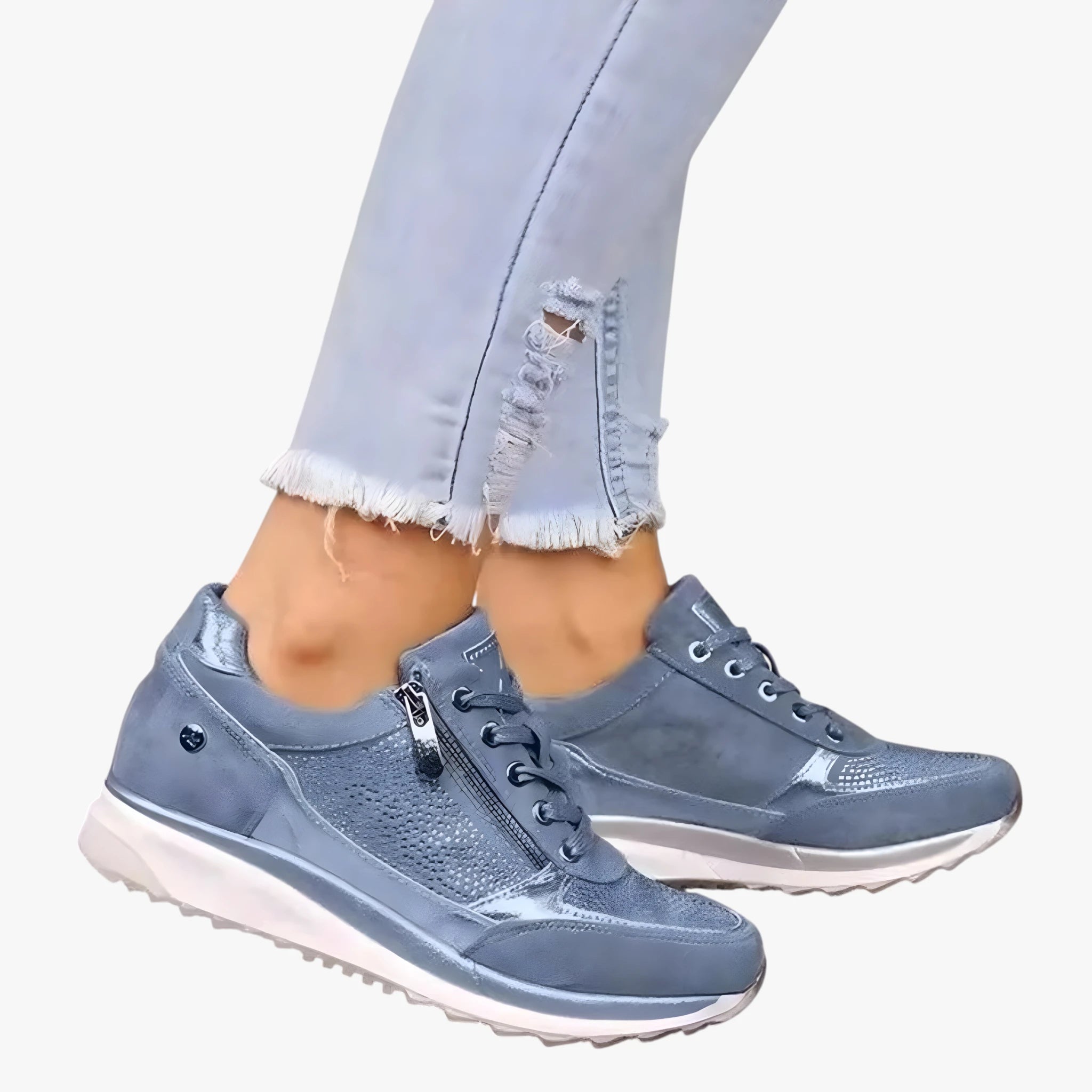 Dame Glimmer Sneakers med Snøre og Lynlås
