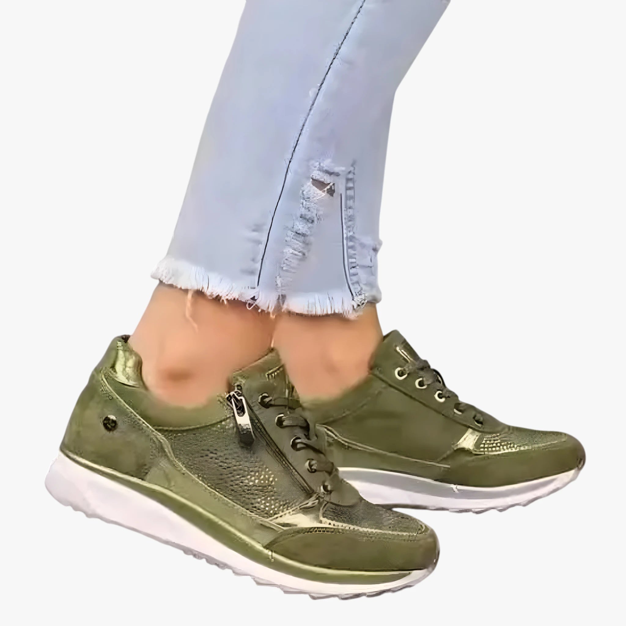 Dame Glimmer Sneakers med Snøre og Lynlås