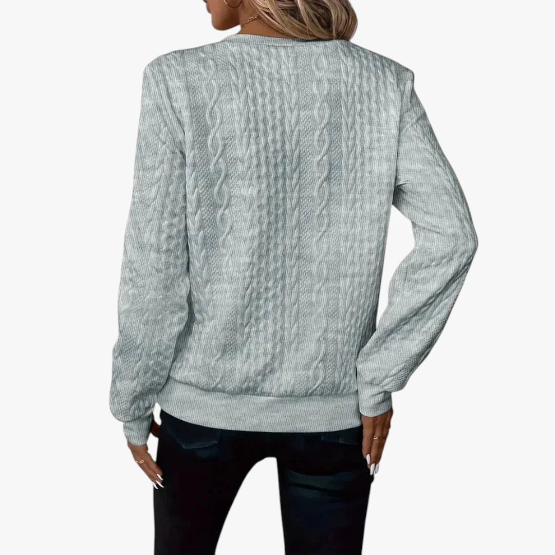 Dame Half Zip Sweater med Ribbet Manchetter