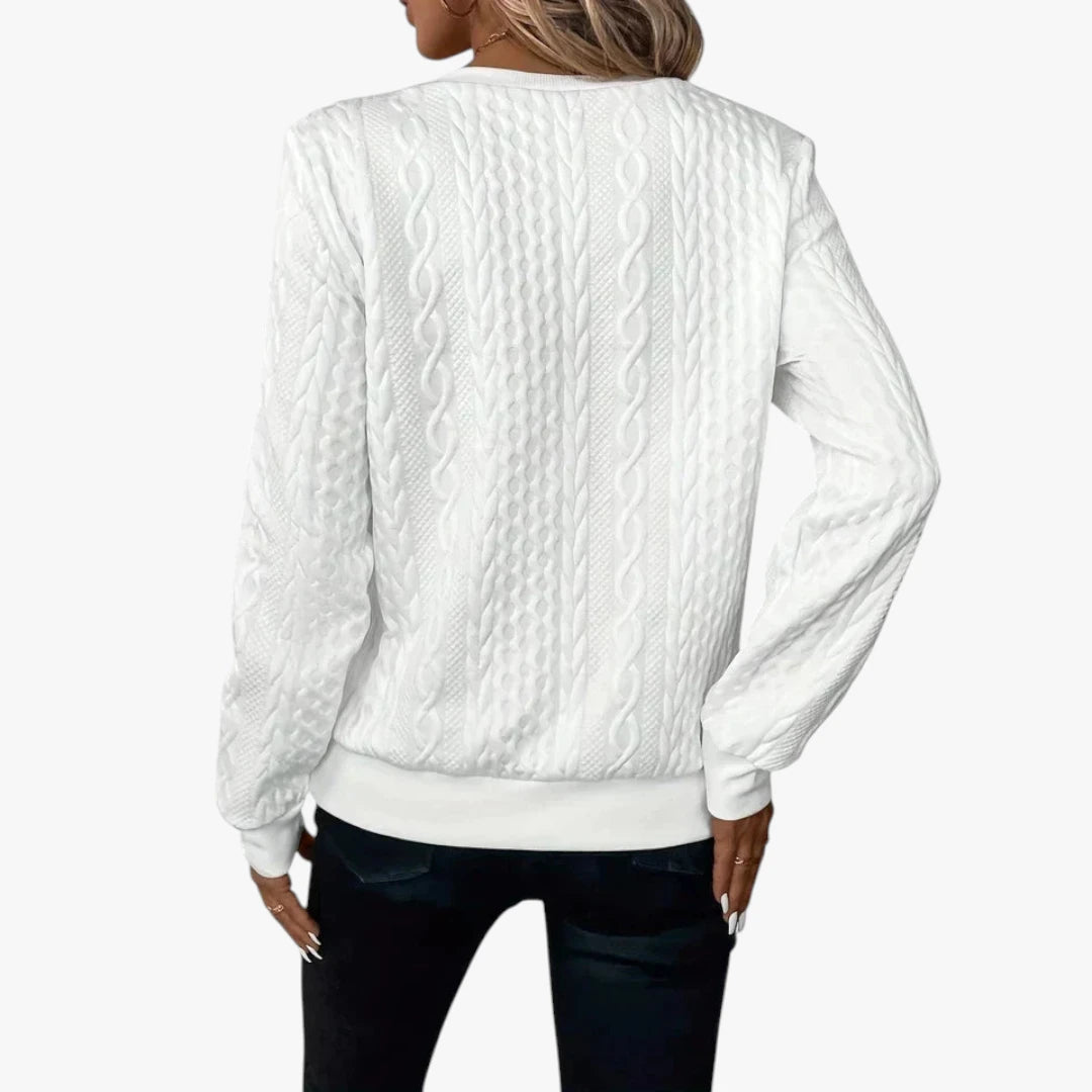 Dame Half Zip Sweater med Ribbet Manchetter