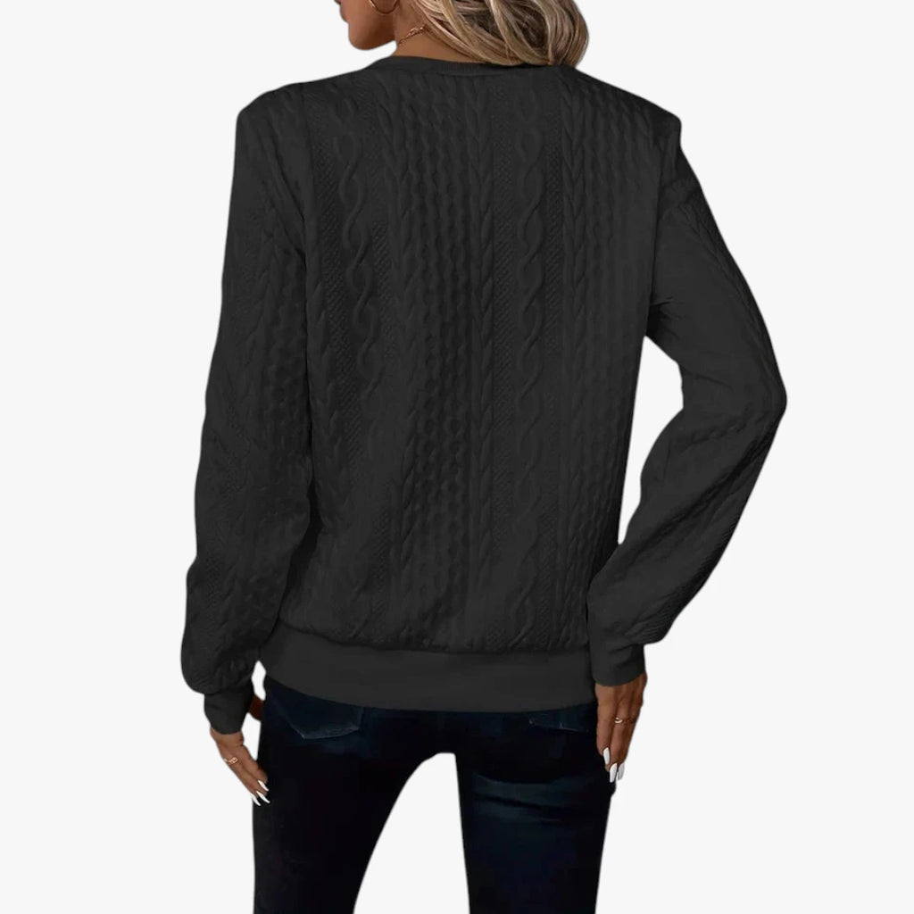 Dame Half Zip Sweater med Ribbet Manchetter