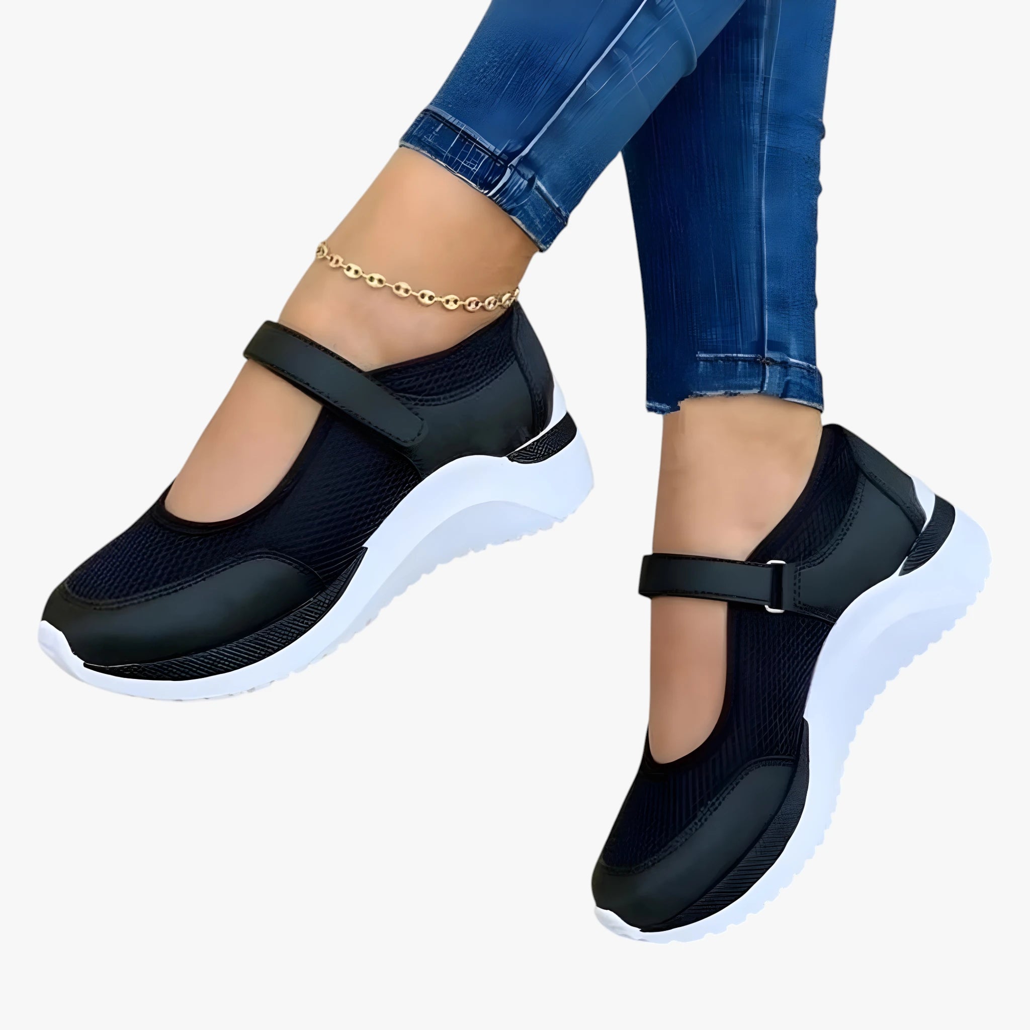 Dame Lette Flade Sko med Lukket Tå og Velcro