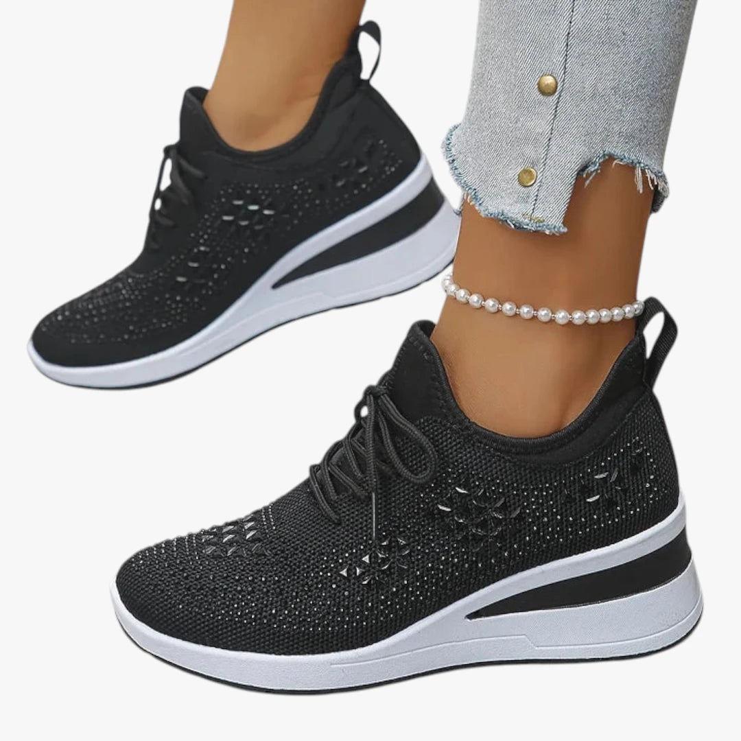 Dame Høje Glimmer Sneakers med Svangstøtte og Snøre