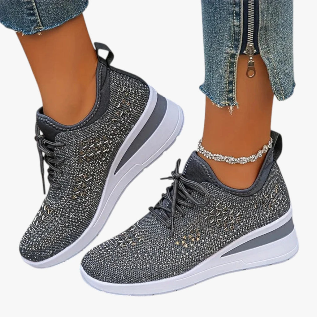 Dame Høje Glimmer Sneakers med Svangstøtte og Snøre