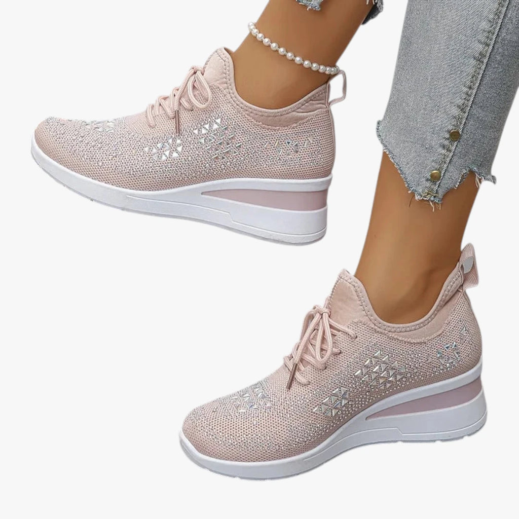 Dame Høje Glimmer Sneakers med Svangstøtte og Snøre