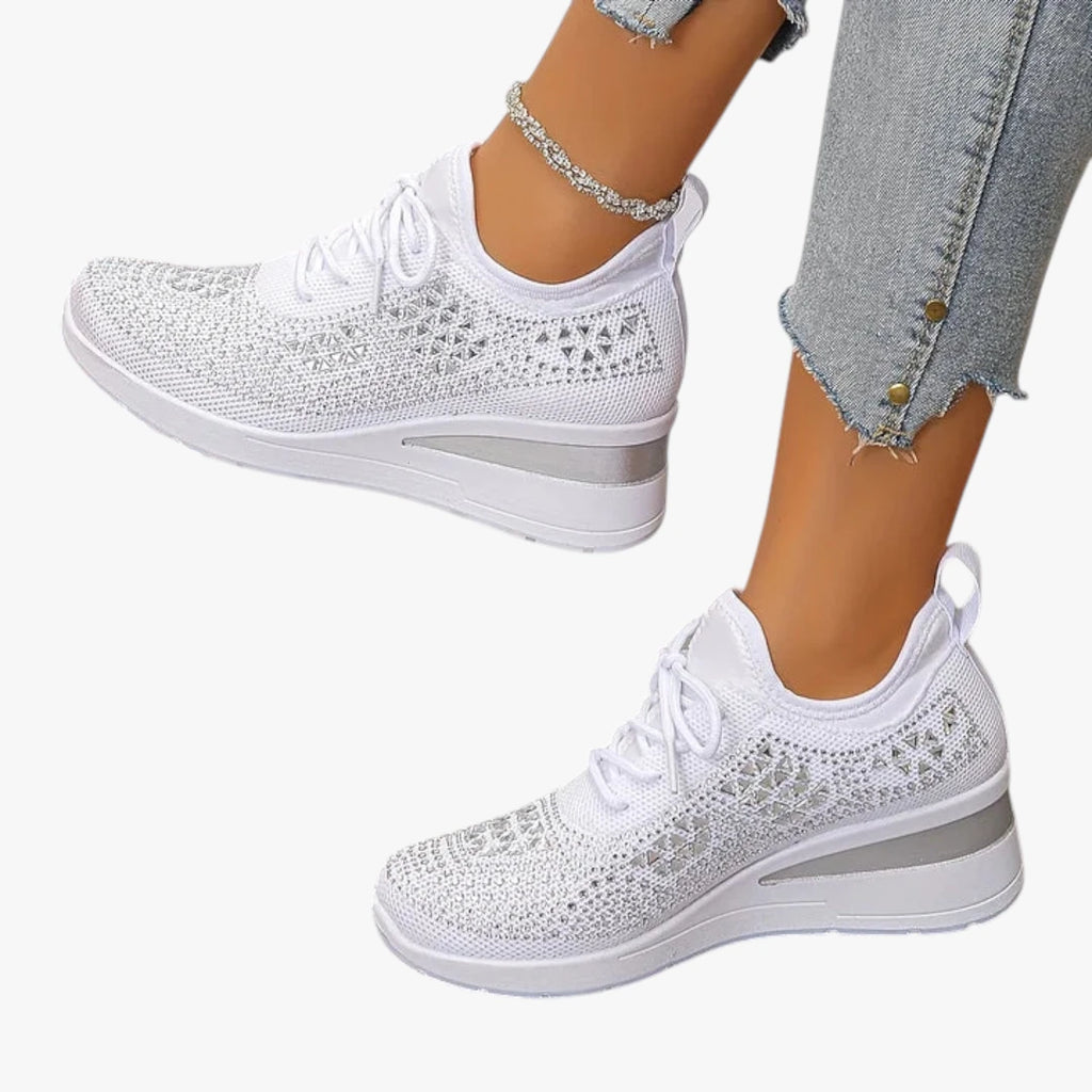 Dame Høje Glimmer Sneakers med Svangstøtte og Snøre