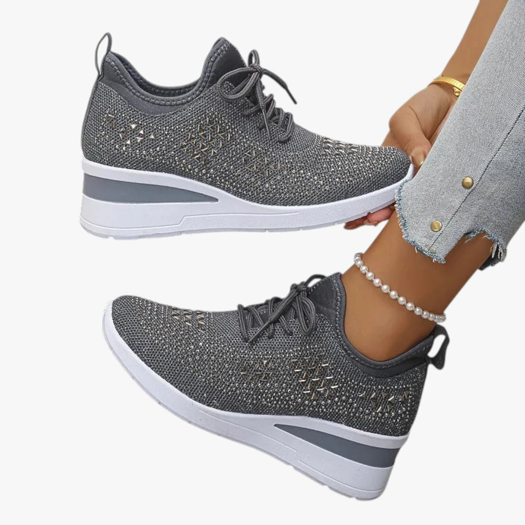 Dame Høje Glimmer Sneakers med Svangstøtte og Snøre